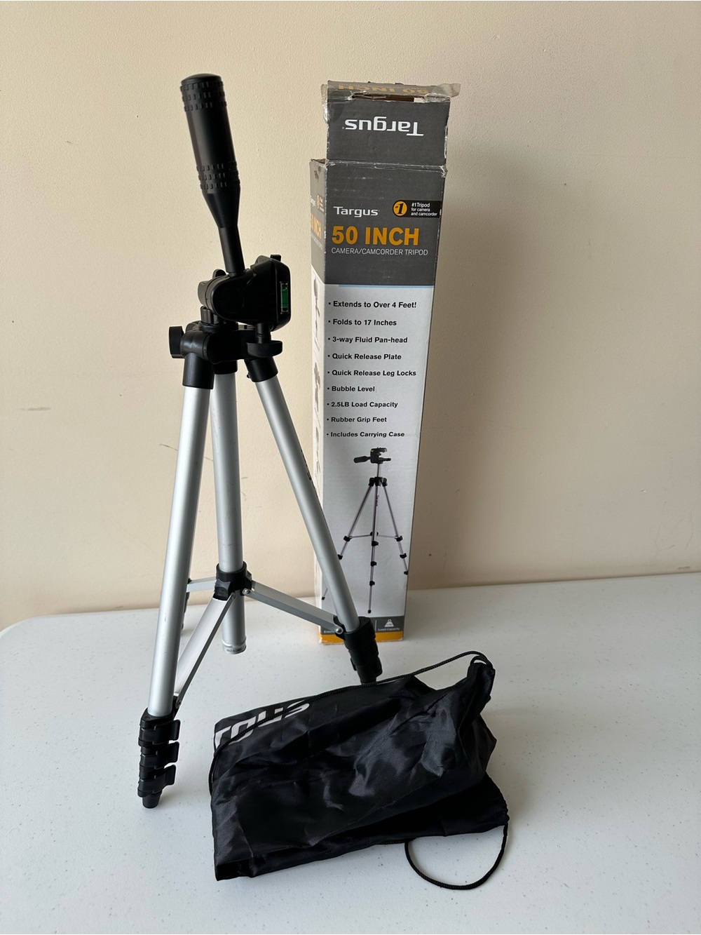 Targus Silver and Black 50-Inch Camera Tripod with Pan Handle